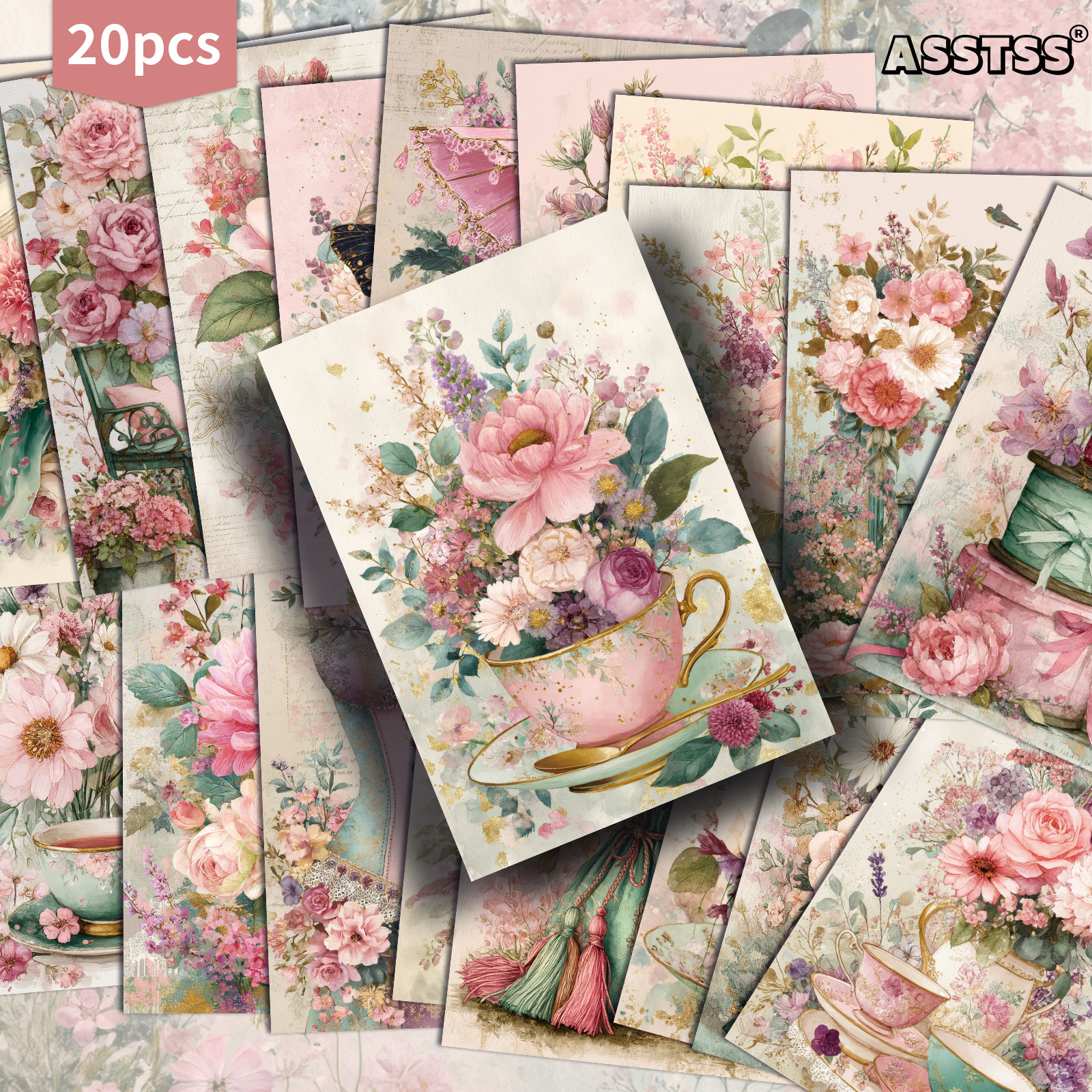 TEMU 20-pack Asstss Victorian Garden Pinup Cards - Retro Victorian Flower & Pinup Illustrations, Vintage Junk Journal Papers Suitable For