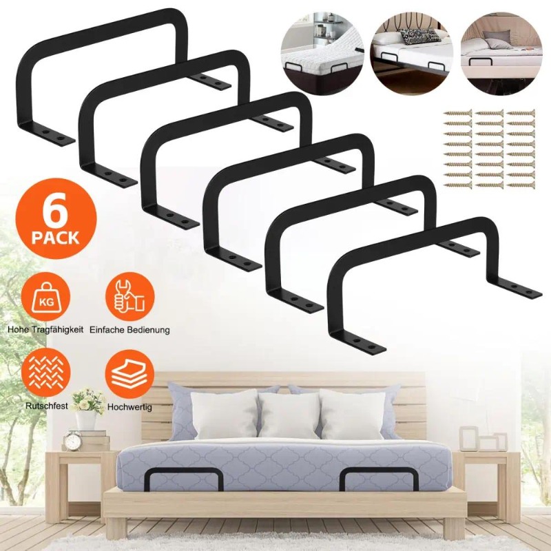 Image of Set Of 6 Mattress Holders Grippers, Heavy Duty Metal Construction, Anti-slip Design, Easy To Assemble Bed Mattress Fasteners