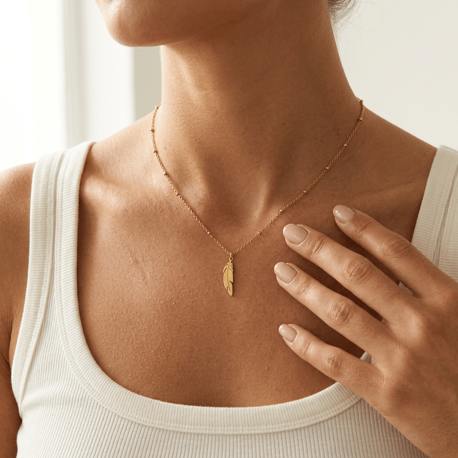 Women's 304 Stainless Steel Golden Necklace with Cross Bead Chain