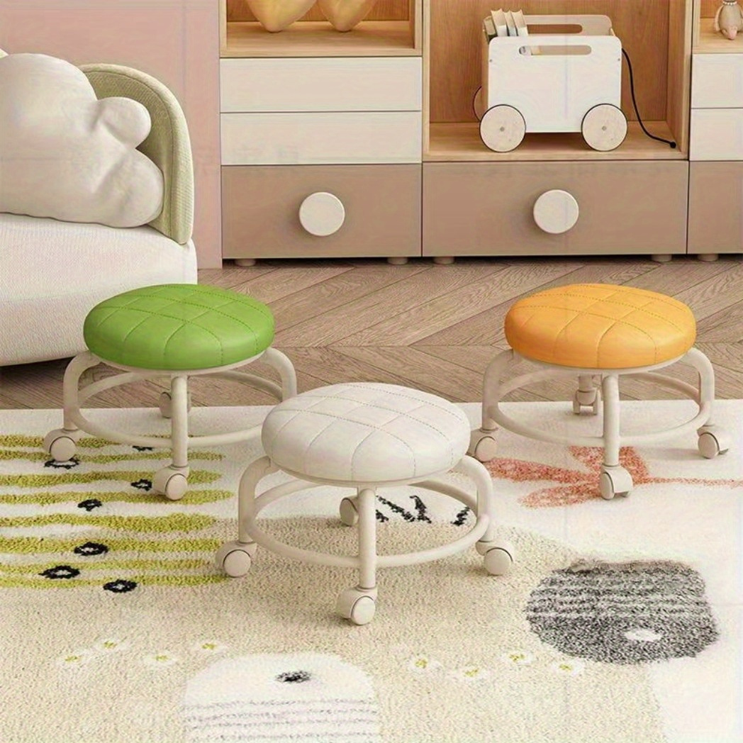 1pc small stools with wheels low stools round stools household mobile swivel stools shoe stools multifunctional beauty sewing   repair and shoe changing stools with a   weight not exceeding 70   Product details 2