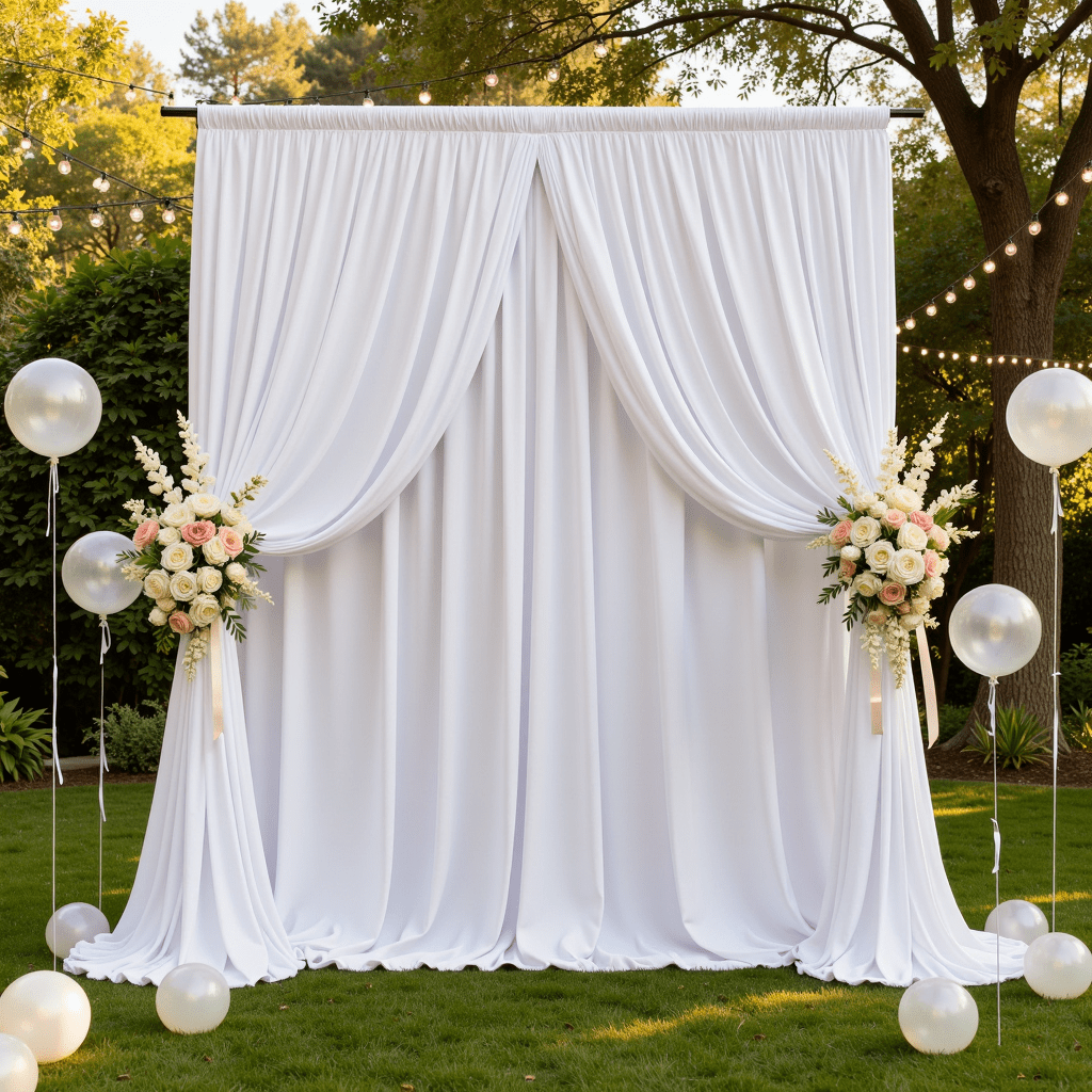 TEMU 1 stuks, Minimalistische Puur Witte Rod-Through Elastische Achtergrond, Influencer Verjaardagsfeest Sfeer Achtergrond Decoratie, Bruiloft Podium