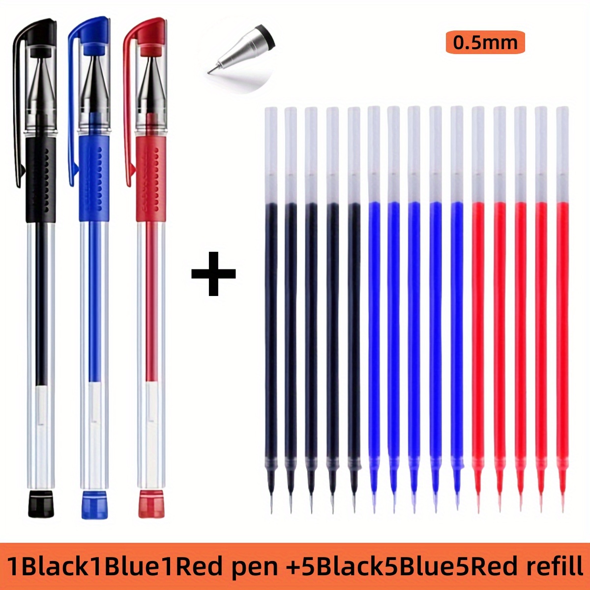 Image of 18pc,gel Pen Set:3 Pen,+ 15 Refill,,european Standard 0.5mm Needle-point Water-ba,,exam Carbon Pen,,whole,ale