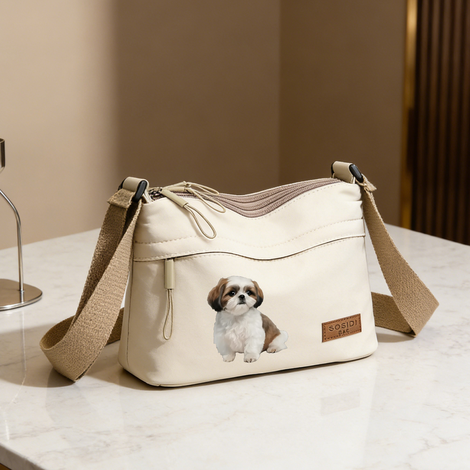 TEMU 【新登場】多用途クロスボディバッグ、犬好き柄デザイン、おしゃれなスモールバッグ、多層デザイン、大容量ショルダーバッグ、通勤・通学に最適、ホリデーギフトにも