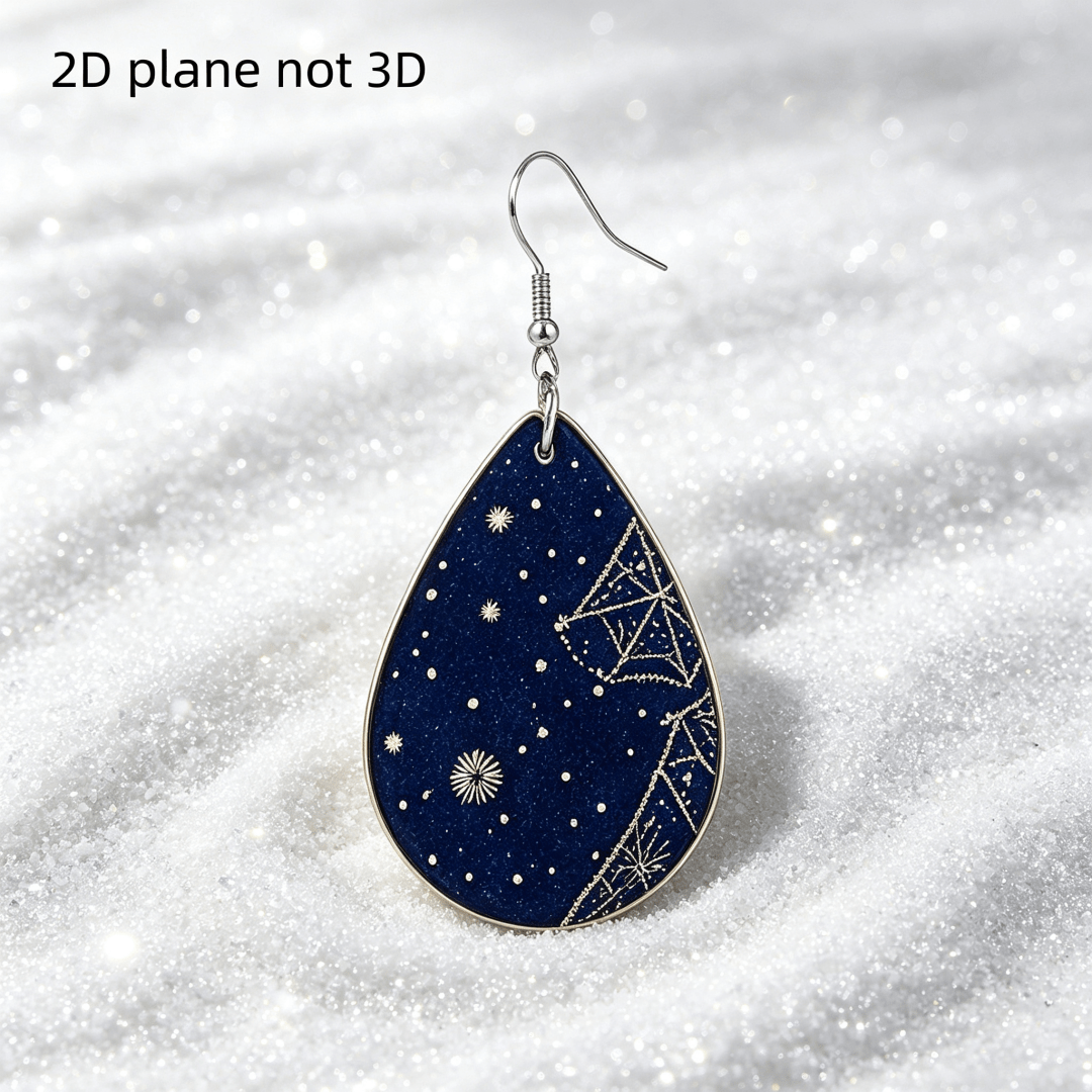 Dark Blue Starry Constellation Teardrop Earrings