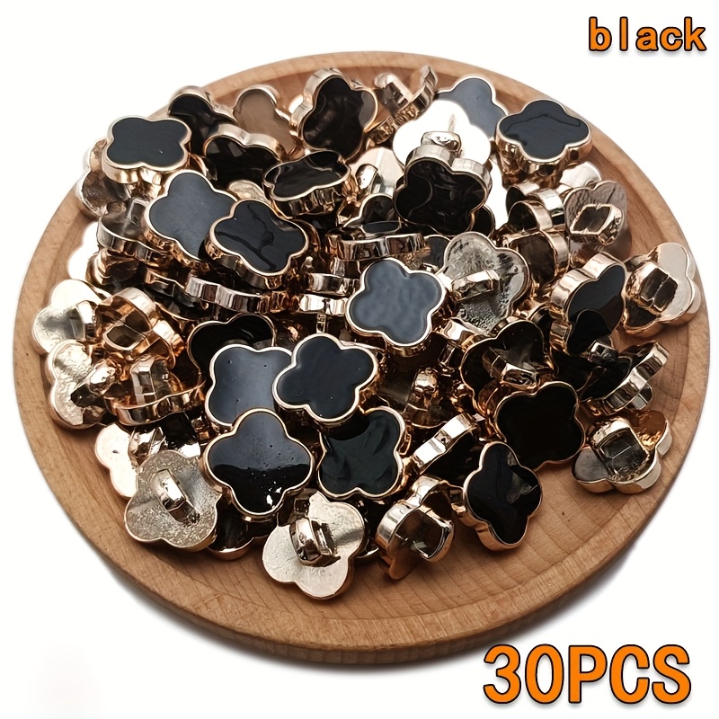 TEMU Lot de 30 boutons en plastique pour chemise, boutons polyvalents de style frais, bouton décoratif de manchette avec œillet, boutons noirs et