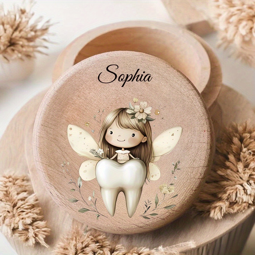 Personalized Name & Tooth Box - Tooth Box With Name/initials, Wood Suitable For Baptism Gifts, Decor, Memory Box For Fetal Hair & Teeth Preservation