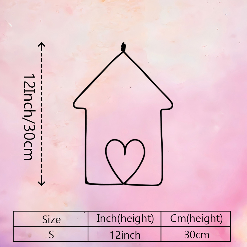 E-shop 1 Stück Minimalistische Metall--Wandkunst mit Herz-Ausschnitt - Eisen-Hausform-Dekor geeignet für Wohnzimmer, Schlafzimmer, Veranda -