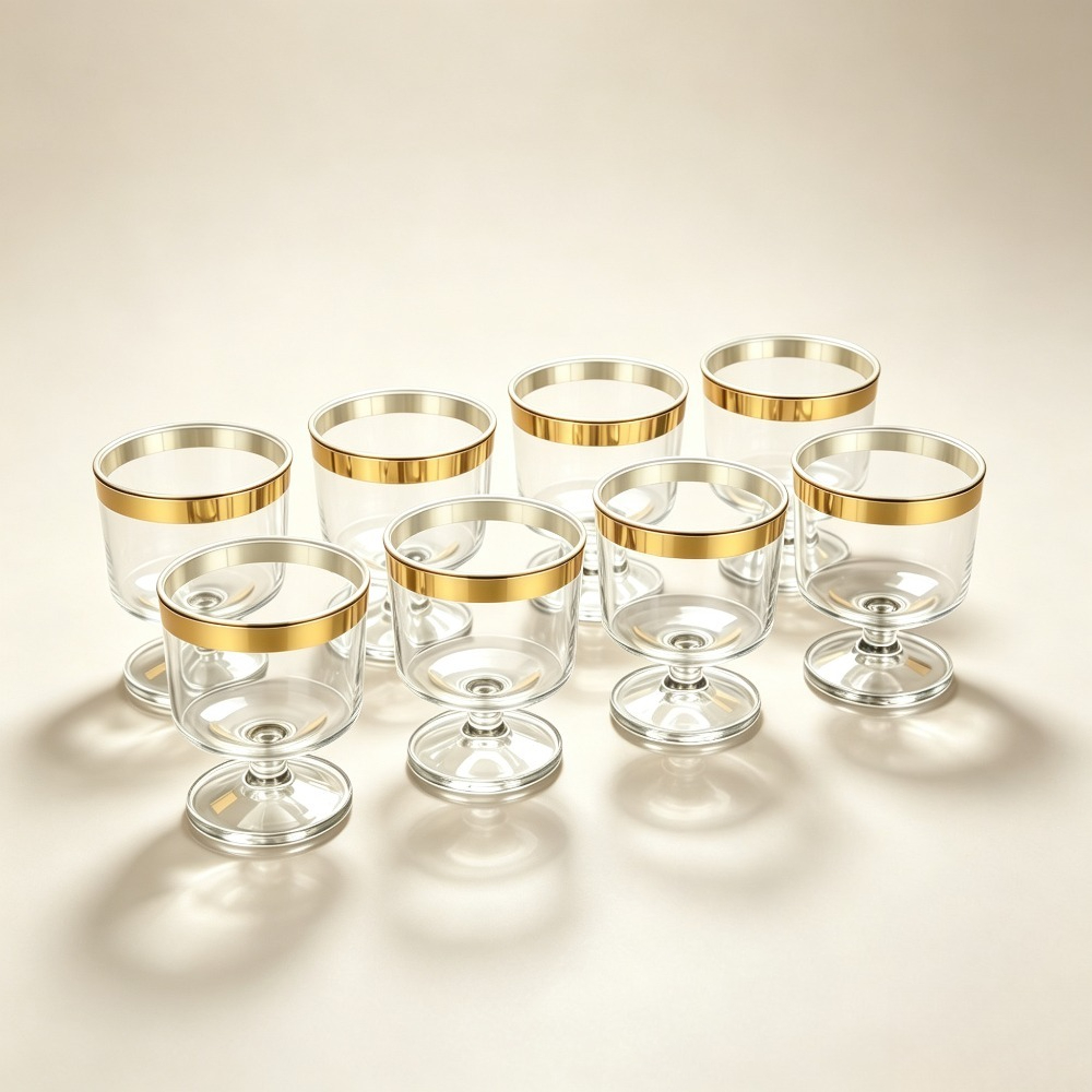 TEMU 24pcs, Gold-rimmed Mousse Cups, Dessert Cups, Parfait Glasses, Cups, Party Tableware, Reusable Small Party Mini Dessert Cups, Suitable For
