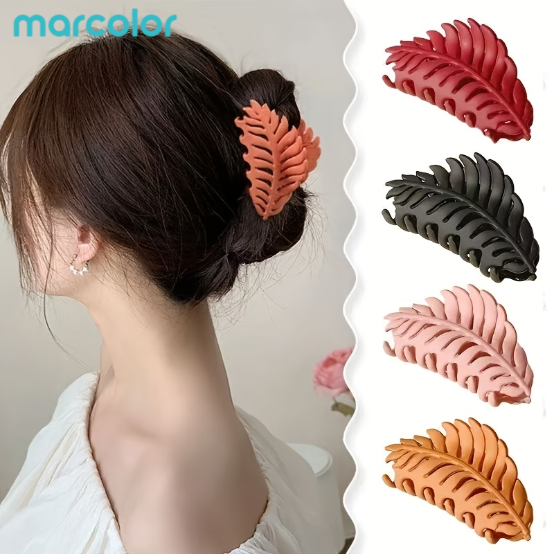 TEMU Marcolor 4pcs Pinces à Cheveux d'Automne, Grandes Pinces à Cheveux, Feuilles, Pinces à Cheveux, Pinces à Carte, Pinces à Cheveux pour Femmes