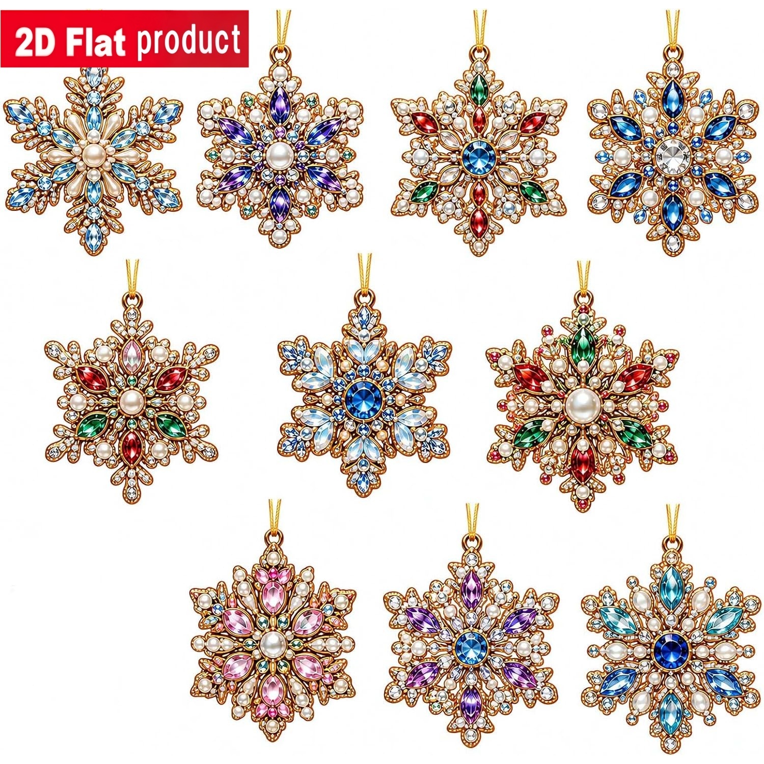 TEMU 10pcs Christmas Ornament Set - Acrylic Hanging Decorations For Adults (6.50 X 7.49 Cm) - Snowflake-themed Christmas Tree Craft Kit