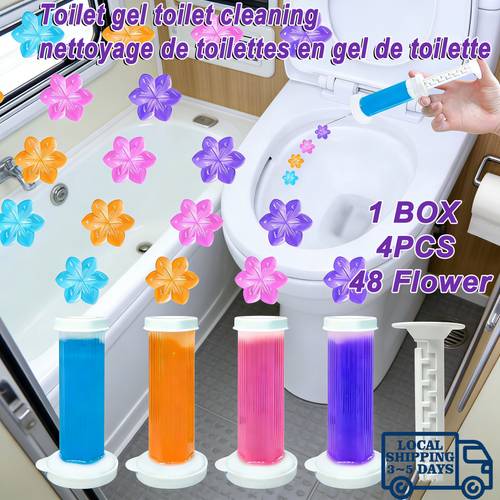 4pcs box toilet bowl cleaner gel prevents scale and stains with air scent sewage chemicals and cleaning agents dispenser and gel suitable for rv cleaning toilet bathroom kitchen wash basin bathroom essentials