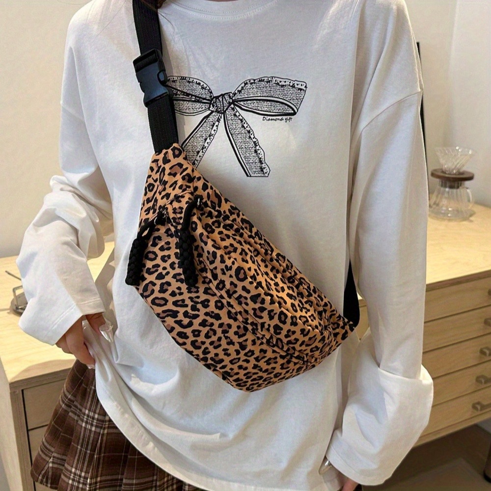 Trendy Women's Chest Bag - Stylish Leopard Print Waist Pack With Large Capacity, Perfect For Commuting, Casual, And Crossbody Use