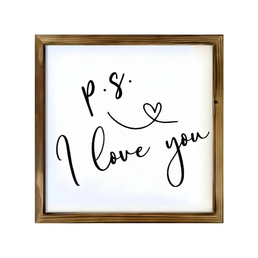 TEMU 2d Flat, "" Wooden Wall Decor Sign With Heart & - Rustic Farmhouse Style Cursive Lettering, Minimalist Background, Perfect For Living Room,