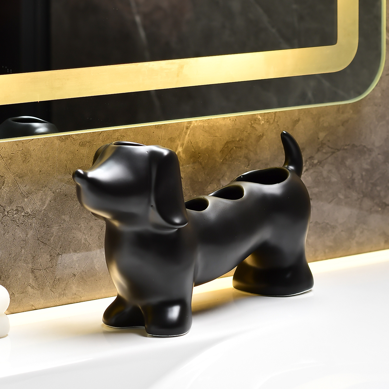 TEMU 1 pièce AMOICHIC Étagère de salle de bain étanche organisatrice avec porte-brosse à dents multi-trous et convient pour le rangement du