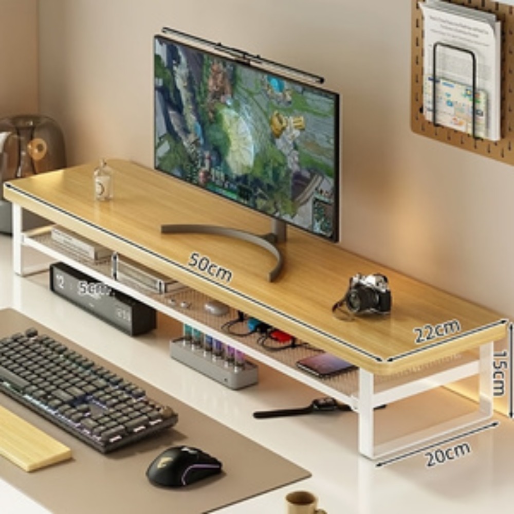 Double-layer Drawer Computer Stand - Sturdy Iron Structure, Thickened Layered Design, Enhances Air Circulation And Space. Multi-functional Monitor Stand, Suitable For Home Office.