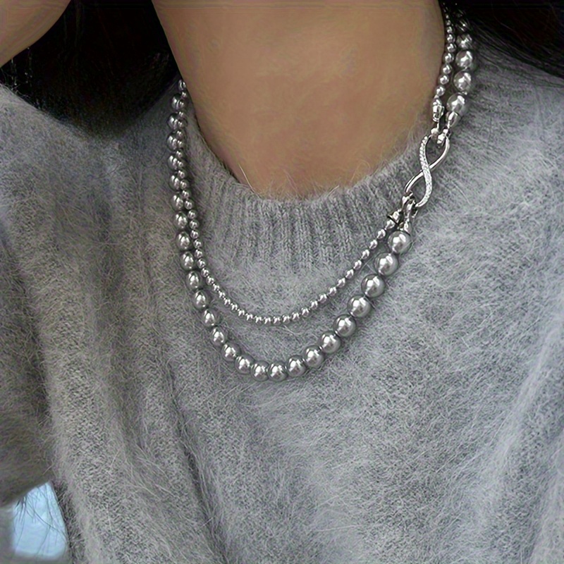 TEMU Collier de perles d'eau douce élégant, double corde, fermoir détachable, convient pour et les occasions spéciales, cadeau idéal pour la fête des