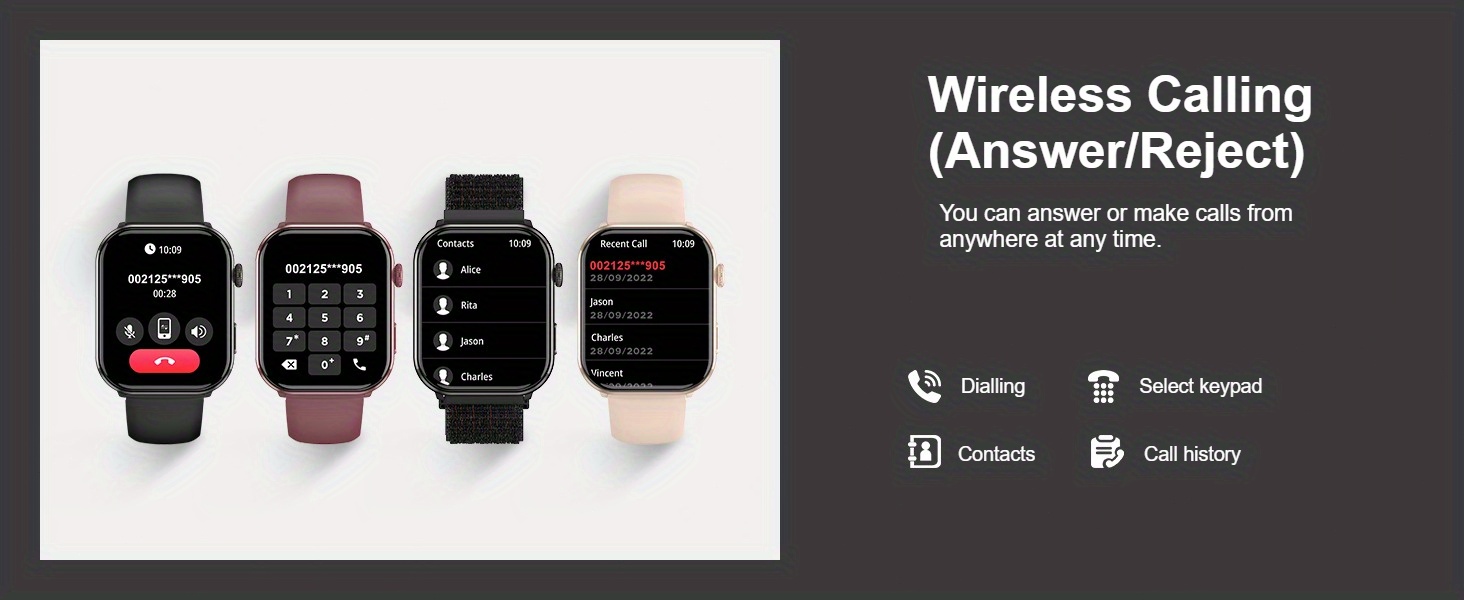 Montre Connectée Pliwier pour Hommes et Femmes, Écran AMOLED Toujours Allumé, Montre Fitness avec Fonction d'Appels Sans Fil, 100+ Modes Sportifs, Podomètre, Compatible Android iPhone, Disponible en Trois Couleurs
