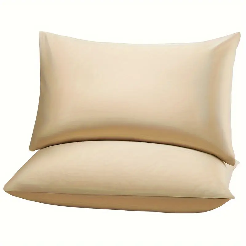 set of two cooling pillowcases for people with high temperatures soft breathable light beige friendly fabric envelope closure machine washable solid pillowcases for living room and bedroom holiday gifts for men and women Product details 11