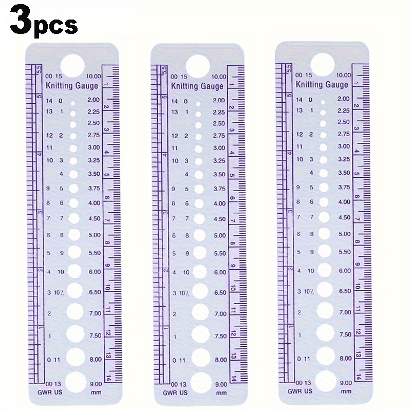 TEMU 3pcs Yarn Knitting Gauge, Plastic Knitting Needle Gauge, Round Geometric Template Ruler, Sewing Student Learning Measurement, Multifunctional