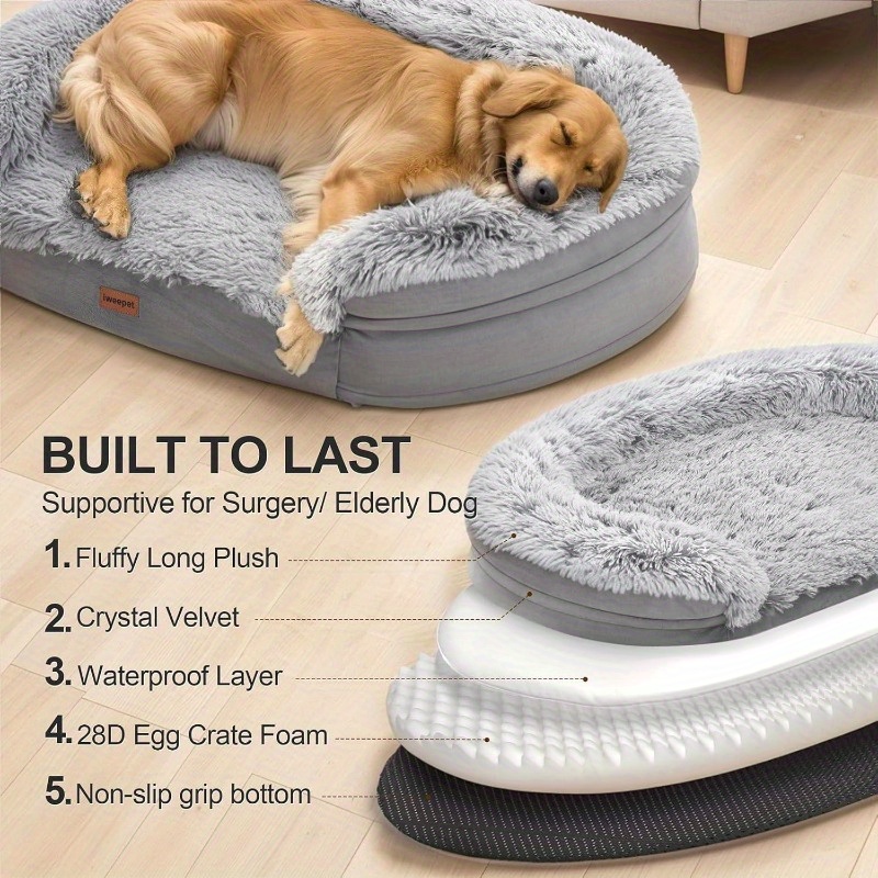3 7 inch thickened orthopedic dog bed for extra large dogs 28d   foam removable washable cover lining halfround design with 3d dog sofa bed for puppy senior   dogs Product details 4
