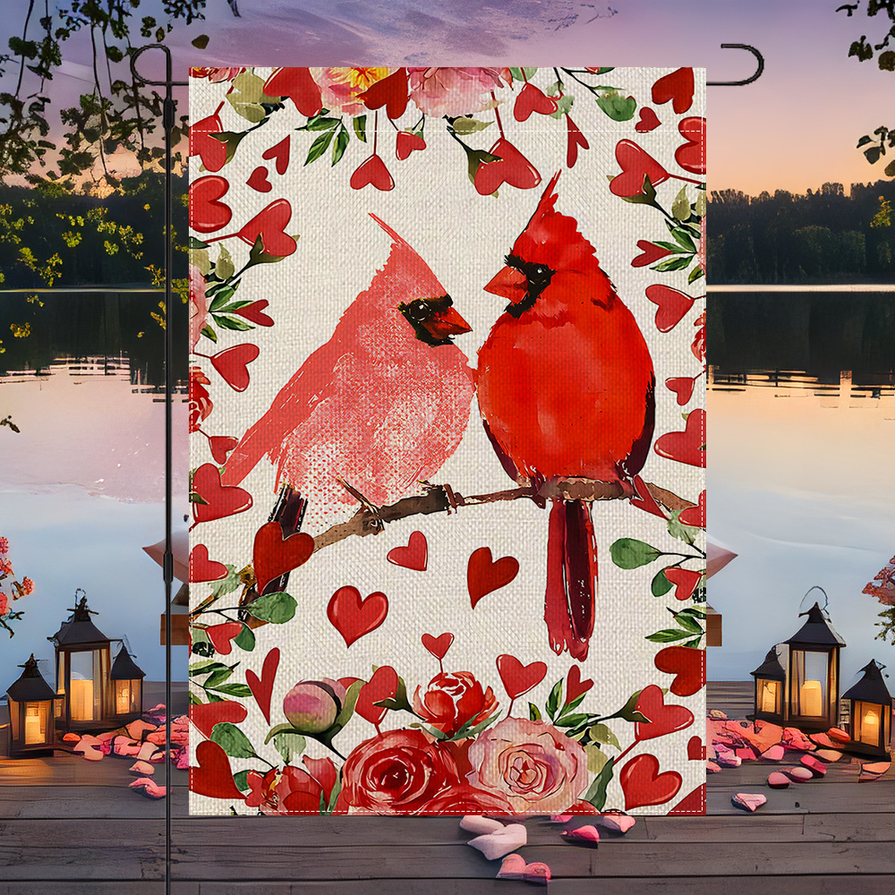 

Double-sided Valentine's Day Garden Flag - , Polyester, Outdoor Decor & Parties, 12x18in, No Pole Included, Happy Valentines Day, Home Decor, Yard Flag