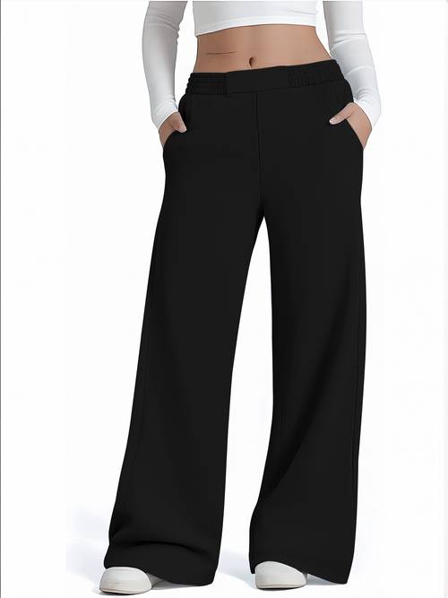 petite fit high waisted solid color straight leg trousers tailored pants suitable for casual attire machine washable spring summer fall outfits casual to dressy for office blouse compatible style