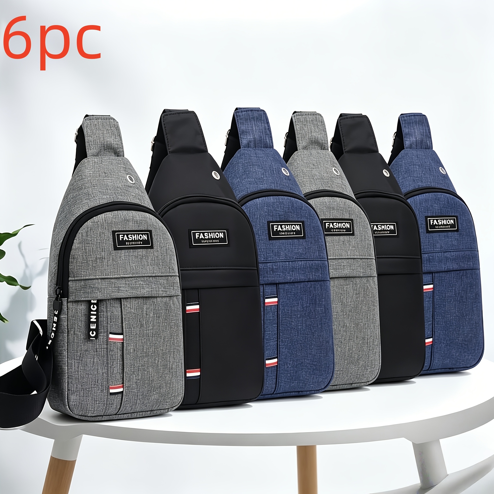 TEMU 6pcs Chest Pocket, Waist Bag, Adjustable Shoulder Strap, Multifunctional Men's Outdoor Bag, Phone Pouch, Single Shoulder Sling Bag, Casual