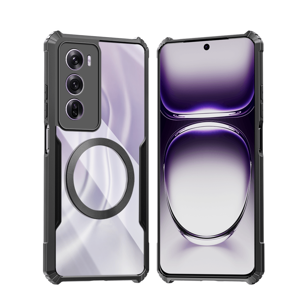 TEMU Phone Case: Compatible With Oppo Reno 12 Pro 5g Phone Cases Magnetic Casing Shockproof Soft Cover Acrylic Transparent Back Protection Shell