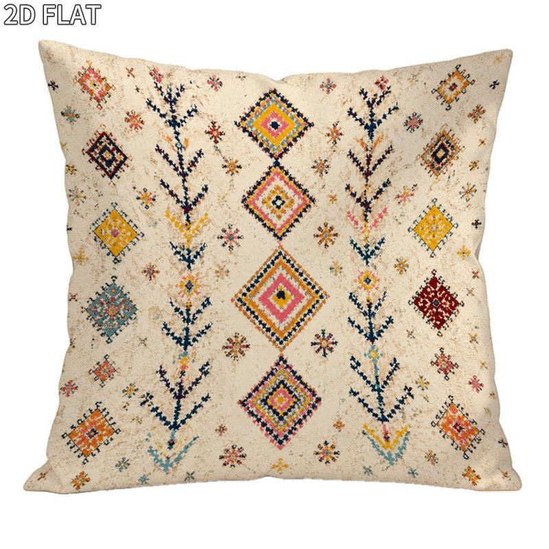 TEMU Housse de coussin décorative bohème ethnique 1 pièce 18x18 pouces - Taie d'oreiller carrée pour décoration d'intérieur, base beige avec