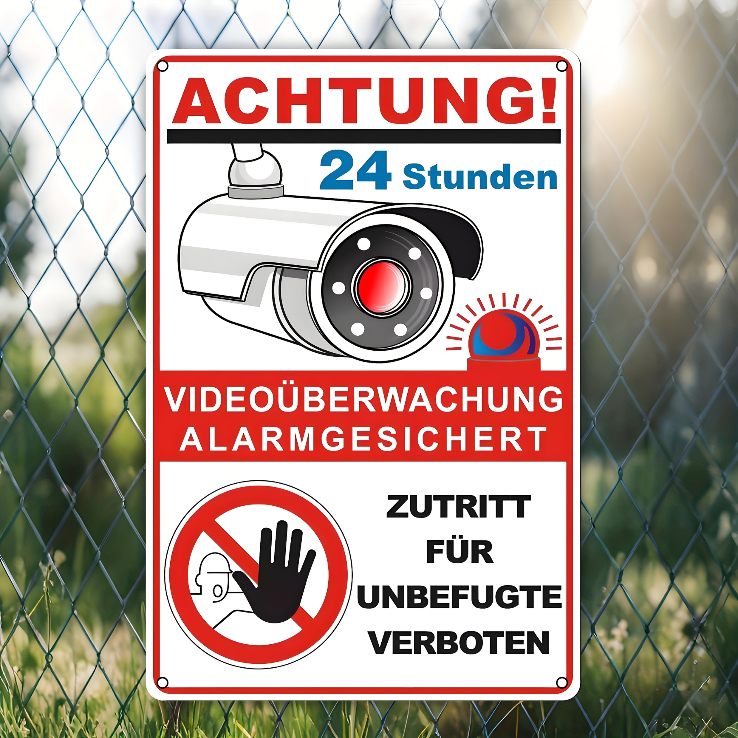 TEMU 2d Flat, Decorate, Camera Warning Sign- Heavy-duty Iron Metal Alarm Plaque With Symbol, (cm)- German Text(, Security)- For Home, Business, For