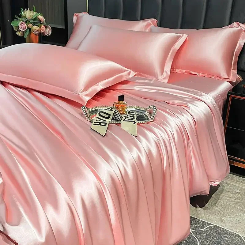 bedding set with duvet cover bed sheet pillowcase luxury couple single   1 2 people solid bedsheet Product details 4