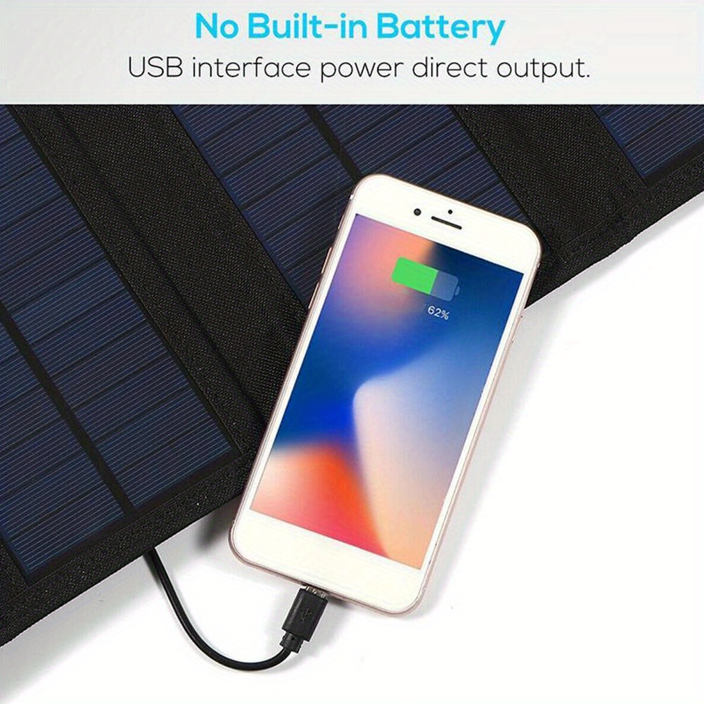 Panel solar plegable de 35W, cargador solar portátil compatible con iPhone, iPad, Samsung, LG y bancos de energía, ideal para acampar y viajar al aire libre.