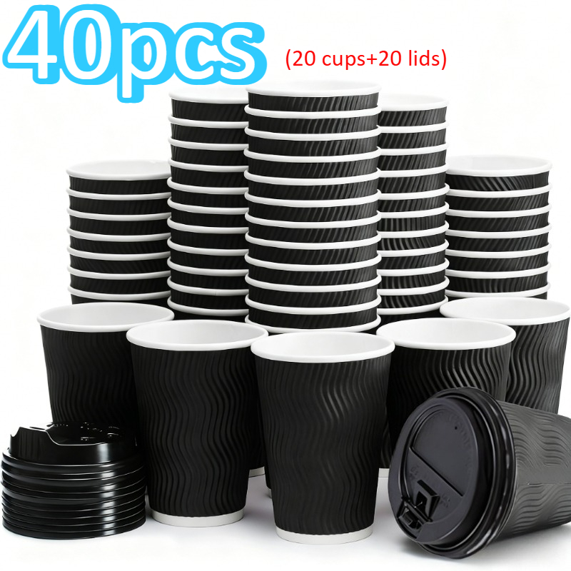 8 oz Ripple Cups,50 schwarze Pappbecher ohne Deckel,umweltfreundliche Becher ,Einweg-Kaffeetassen,Pappbecher für heiße und kalte Getränke,Takeaway Kaffeetassen,Teetassen,Einwegbecher ohne Deckel