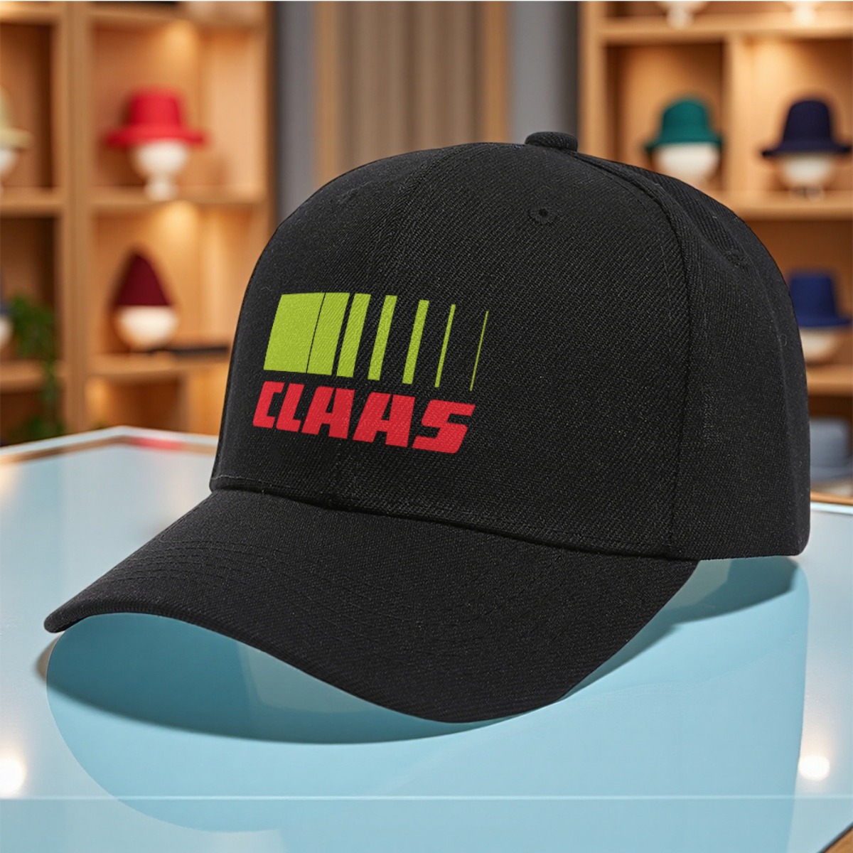 TEMU 1 casquette de verte avec de CLAAS, pour les activités estivales. Fabriquée avec un imprimé multicolore rétro, elle convient parfaitement aux