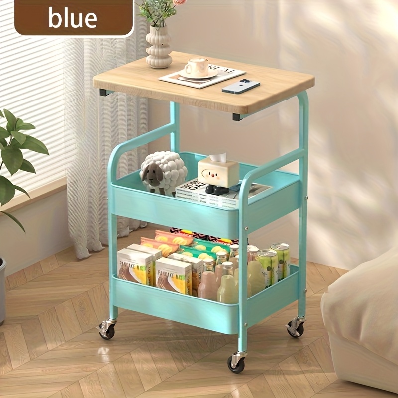 TEMU Three-layer Rolling Cart, Multi-functional Metal Storage Rack, Snack Rack, Durable , Portable Wheels, Suitable For Home Or Office Use, Office