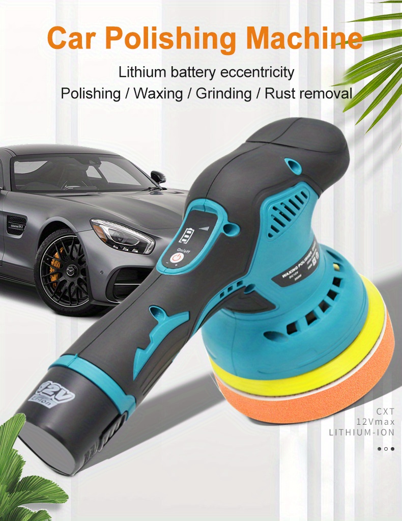  безжичен мини полир, 5500rpm, 8-степенски прилагодлив брзински алат за поправка на и воска, usb полнење, литиумска батерија, вклучени жолти и црни подлоги, алат за деталирање на | алат со прилагодлива брзина | издржна конструкција, машина за воскање на Детали за производот 0