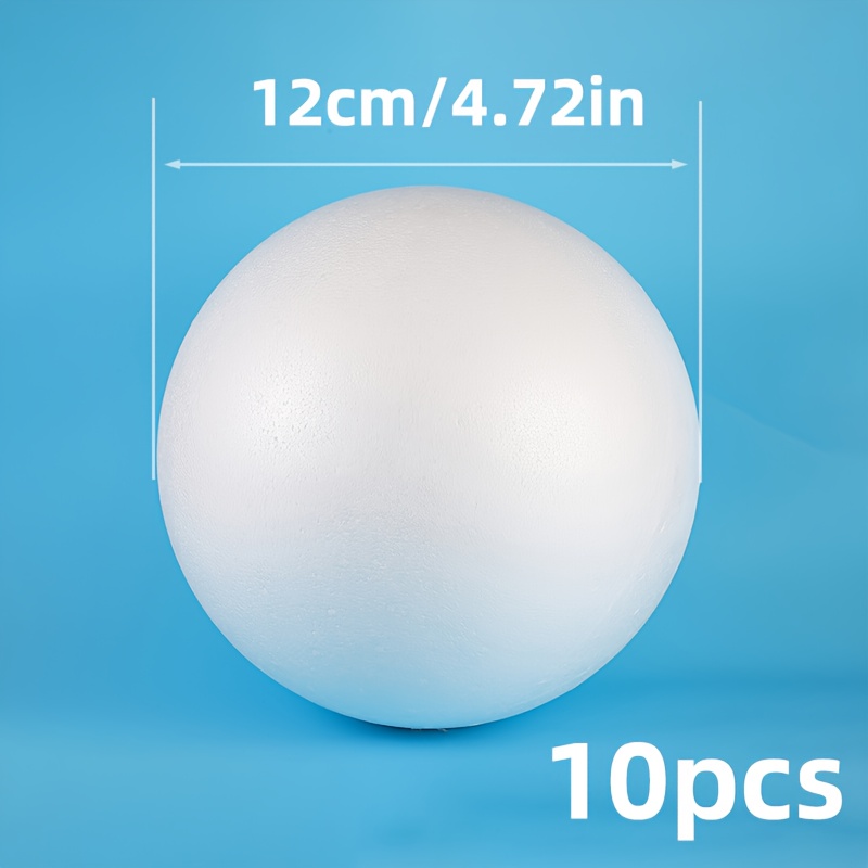 TEMU 10pcs 12cm Balls, Handcrafted Foam Balls For Home Decor And School Projects, Smooth Polystyrene Foam Balls For Arts And Crafts, White Foam Balls