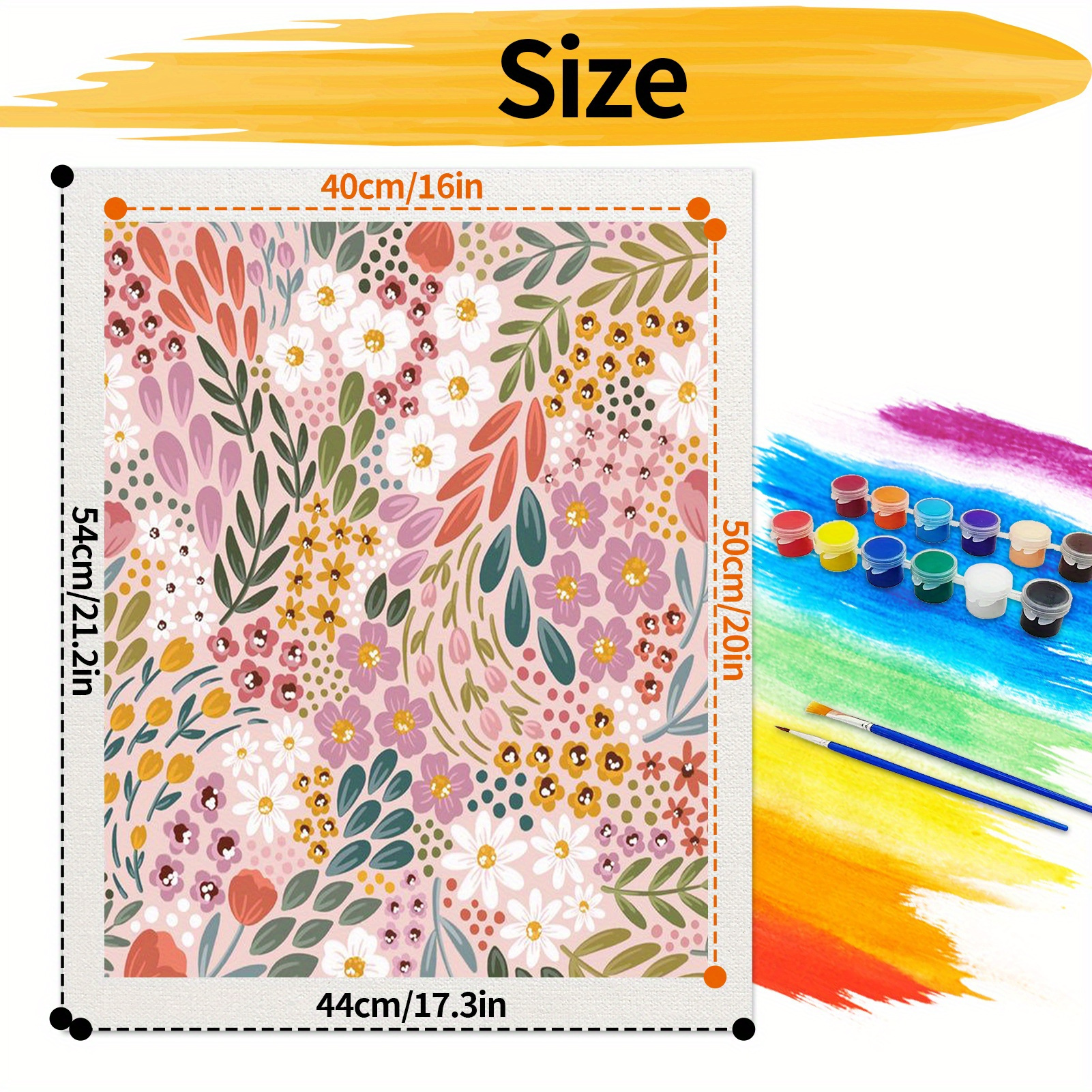 ABEUTY Malen Nach Zahlen Set – Leinwand 40x50 Cm, Mit Rahmen, Acrylfarben & Pinsel (Frische Blumen)