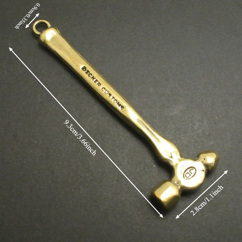 TEMU Handcrafted Solid Brass Mini Hammer Keychain Pendant - Real Miniature Functional Hammer, Diy Key Ring Accessory For, Dad Gifts, Father's Day