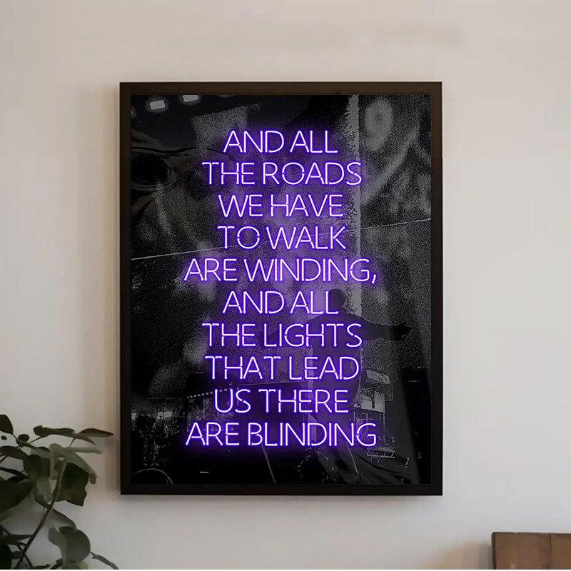 TEMU 2d Flat, 1pc 1pcs Neon Lyrics Wall Art Suitable For Room Decor - Neon Text Song Poster, Vibrant Music Print For Home, Bedroom, Office & Cafe -