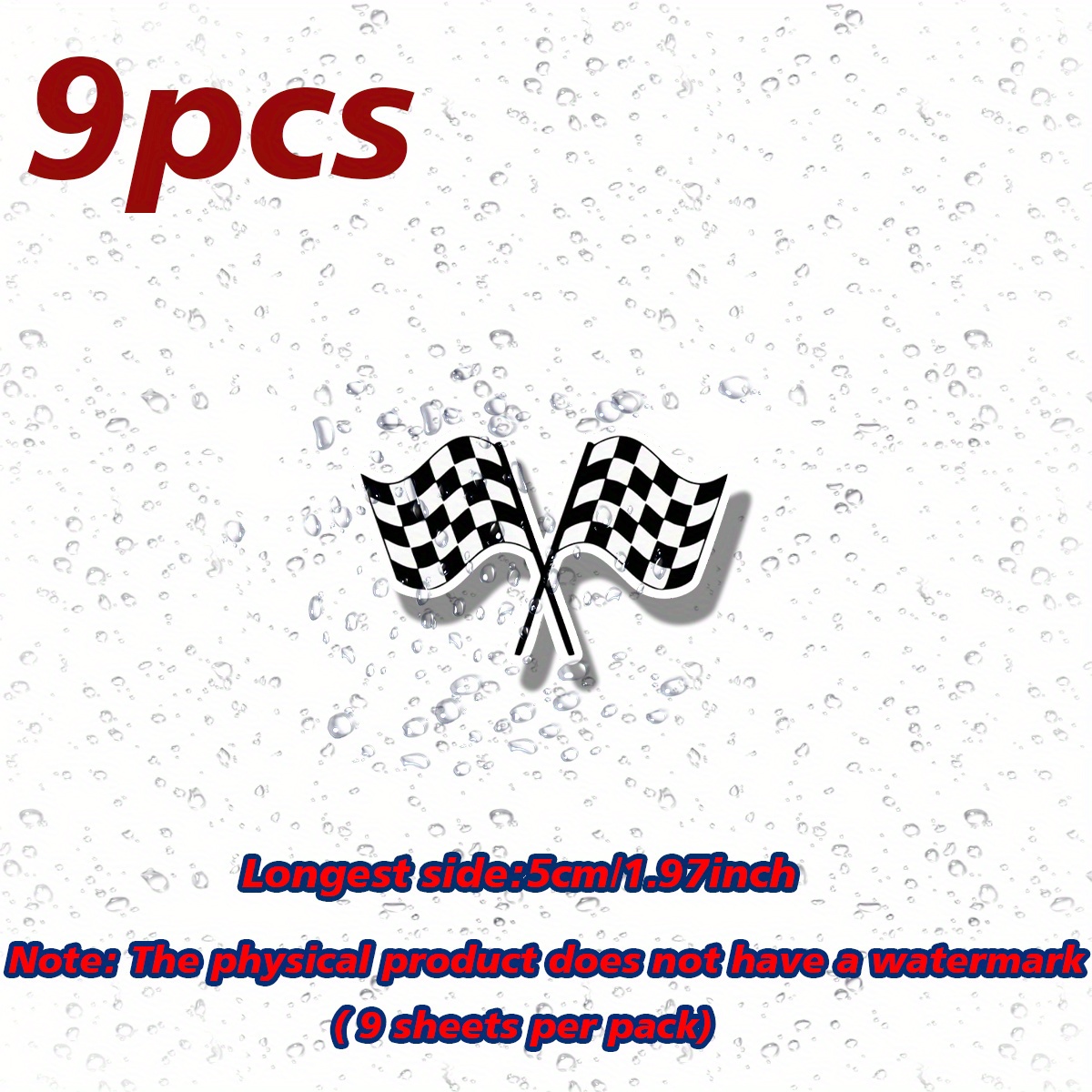 9pcs Racing-themed Matte Vinyl Checkered Flag Decal - Durable, Self-adhesive Sticker For Cars & Laptops