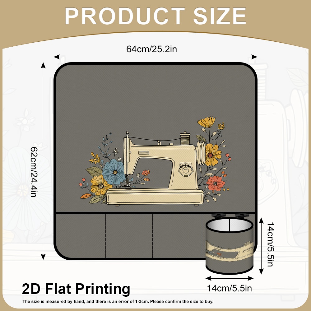 TEMU Tapete para máquina de coser 2D con diseño de flores para de la (con tubo pequeño), mantiene las agujas, y las herramientas en su , decoración