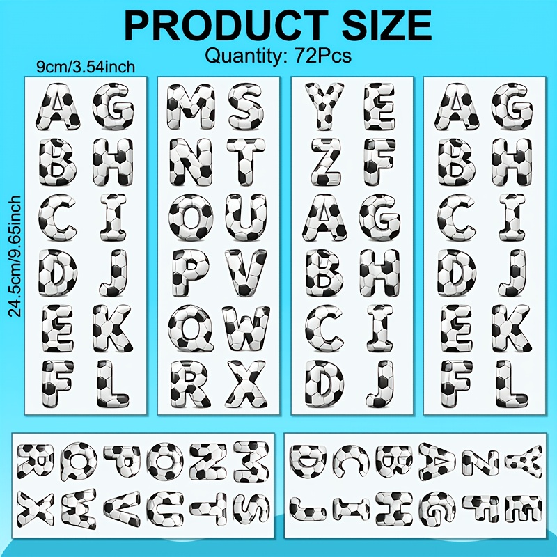 TEMU Papier de transfert DTF UV 72 pièces pour porte-clés lettre de football à décoration de style sportif - Papier de transfert UV DTF et de haute