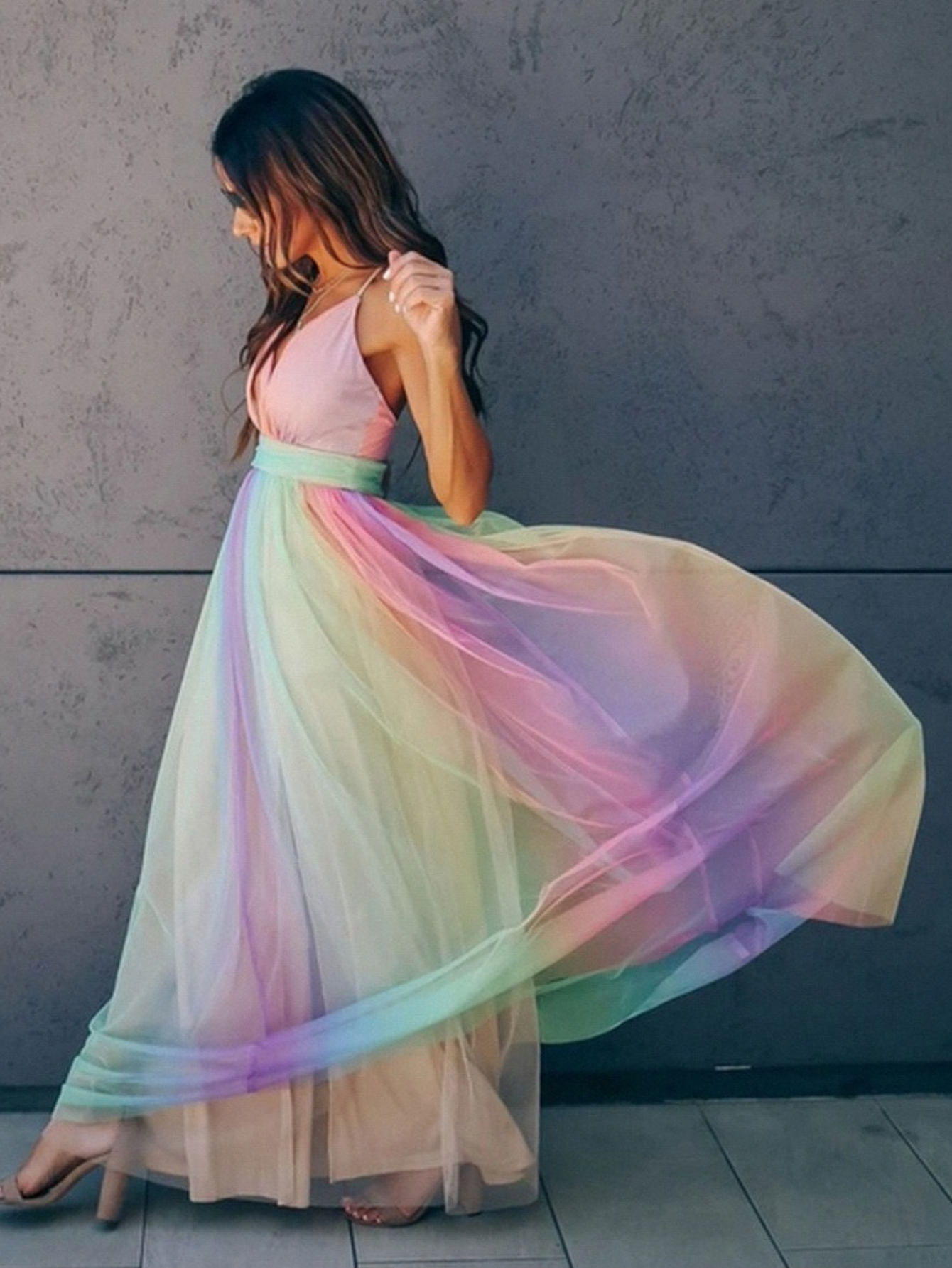 pastel rainbow dress sold on Temu United States