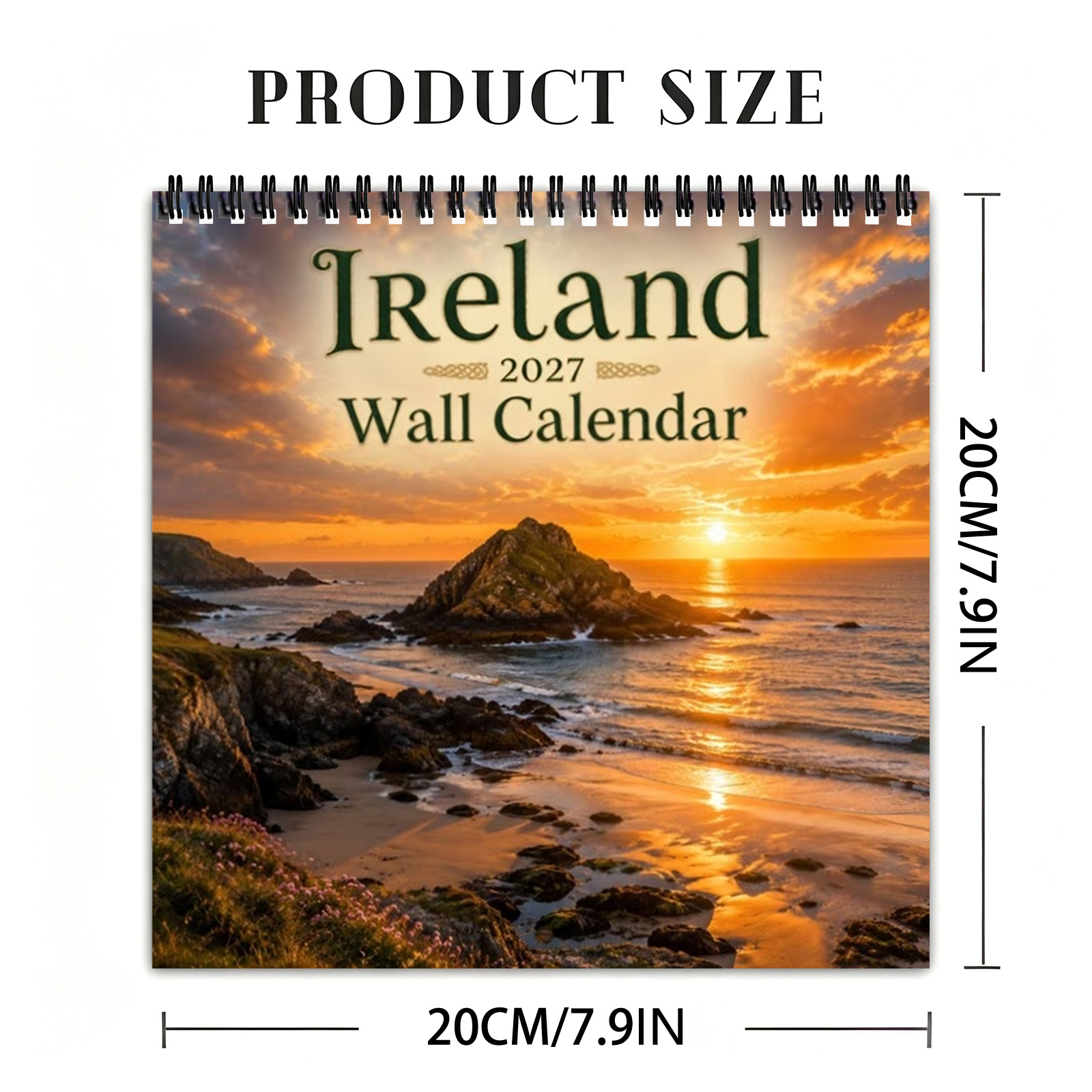 TEMU 2027 Ireland Scenery Wall Calendar, 12 Months From Jan 2027 To Dec 2027 Spiral Bound Hanging Calendar, High Quality Aesthetic Irish Coastal