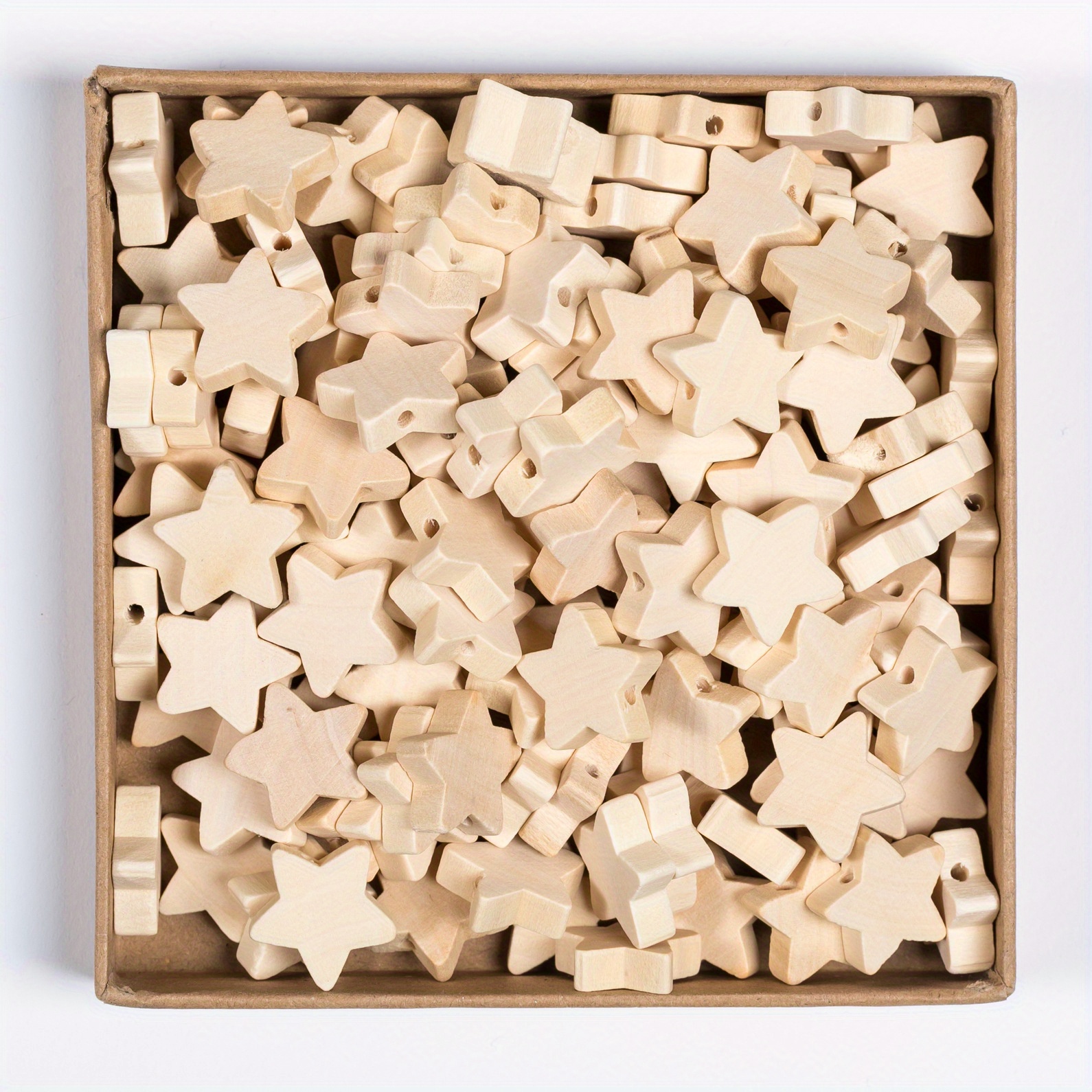Image of 50pcs Wooden Star Beads, For Crafting, Jewelry Making, S, Handmade Gifts And Party Decor