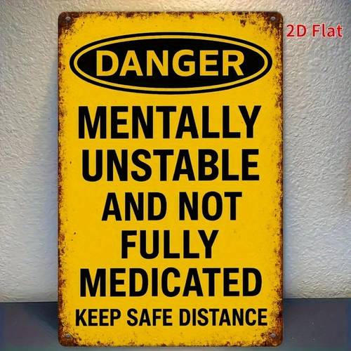 2d flat 1pc vintage humorous warning wall sign distance wood suitable for home bar cafe farmhouse decor rustic yellow black hanging plaque free installation for sign 2d flat