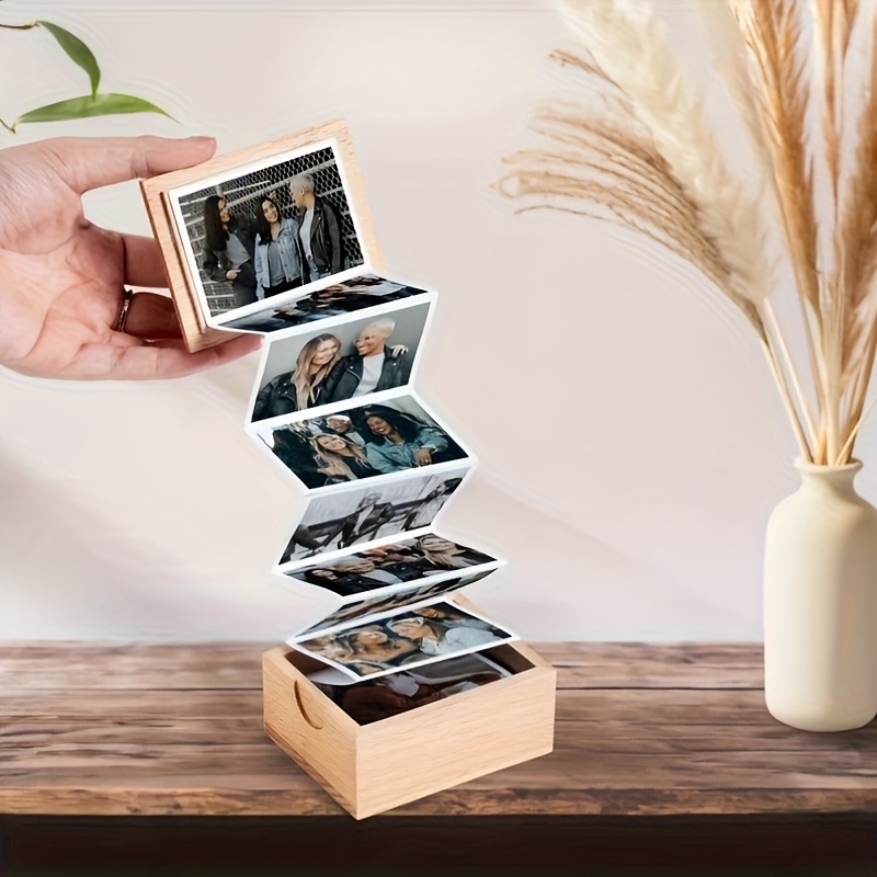 slika predmeta personalizirani leseni foto albumi in škatle za spomine - albumi po   s predali, eleganten označen album za izrezke - za poroke, obletnice, rojstne dneve, krste - trden lesen okvir - darilna škatla za shranjevanje fotografij za dekoracijo   - združljivo z digitalno tehnologijo