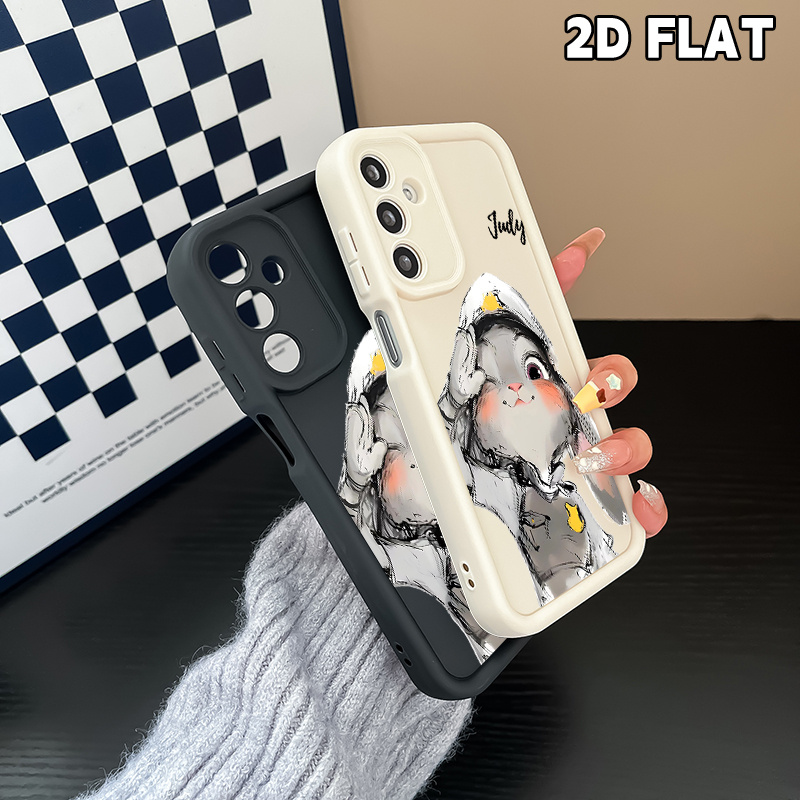 휴대폰 케이스: 2d 플랫 주디 토끼   디자인 흑백 소프트 tpu 소재, 삼성 갤럭시 s25ultra/s20/s21plus/s22/s23fe/s24/m10s/f12 호환, 고품질 보호용 휴대폰 케이스, 삼성 갤럭시 a01/02/04e/05/32/35/50/52/53/55/70/73 호환, 2d 플랫