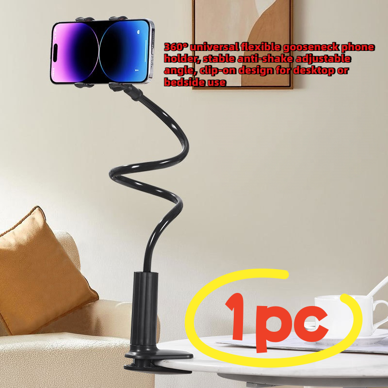 TEMU 360-degree Universal Flexible Hose Phone Stand, Lazy Tablet Stand, Flexible Clip-on Phone Grip Holder, Stable And Anti-shake Adjustable Angle,